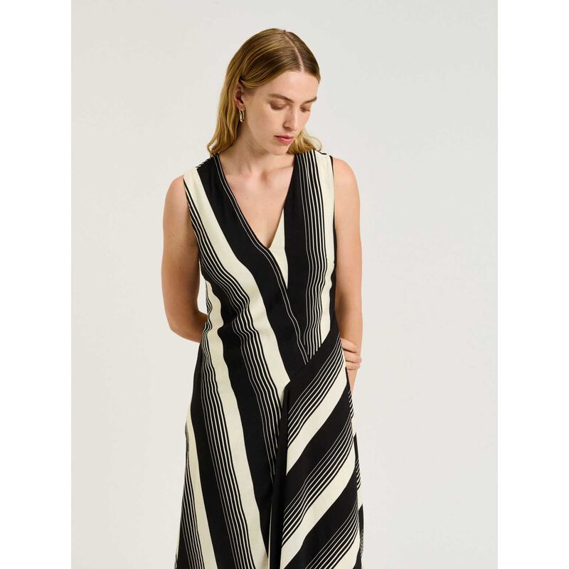 Veronika Maine Bold Stripe Bias Cut Midi Dress image number 3